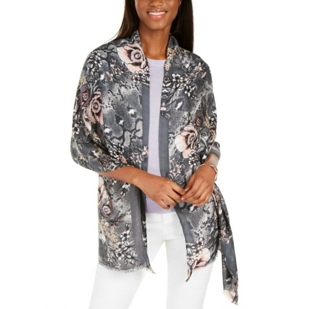 INC International Concepts Womens One Size Reptilian Garden Pashmina Scarf 882